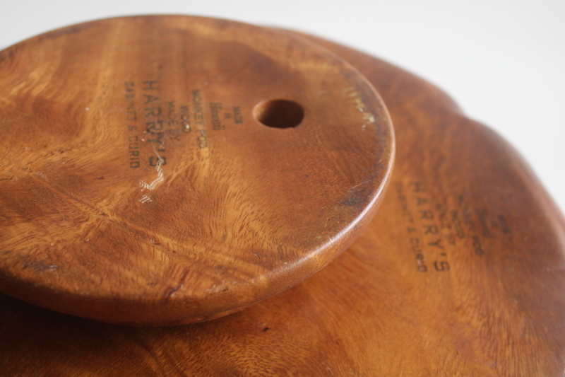 photo of vintage Hawaii monkey pod wood lazy susan relish tray, Harry's Cabinet & Curio shop  #9