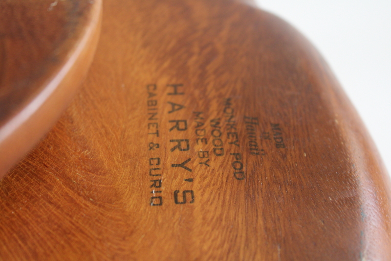 photo of vintage Hawaii monkey pod wood lazy susan relish tray, Harry's Cabinet & Curio shop  #10