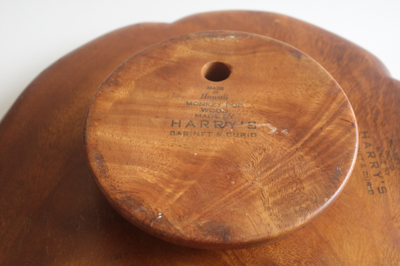 photo of vintage Hawaii monkey pod wood lazy susan relish tray, Harry's Cabinet & Curio shop  #11