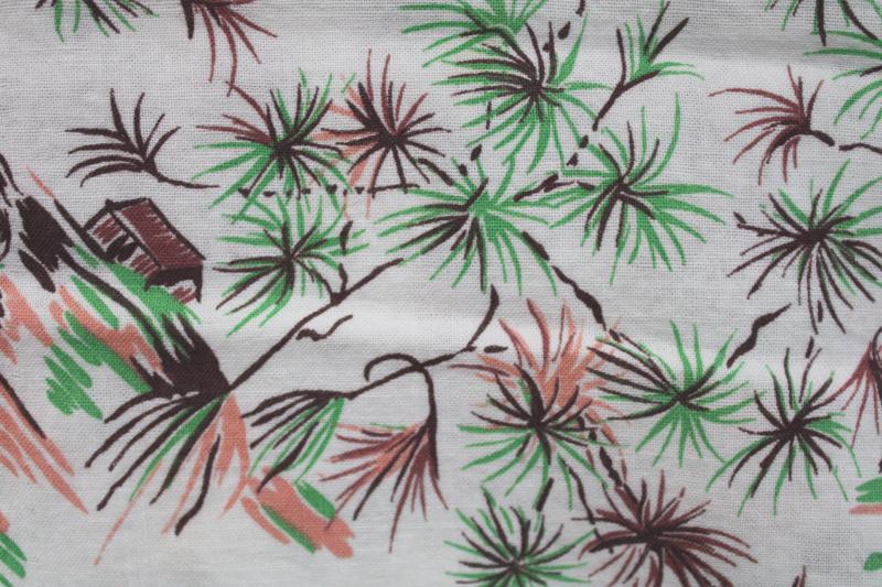 photo of vintage Hawaiian print cotton feedsack fabric, tropical paradise Hawaii or Tahiti? #3