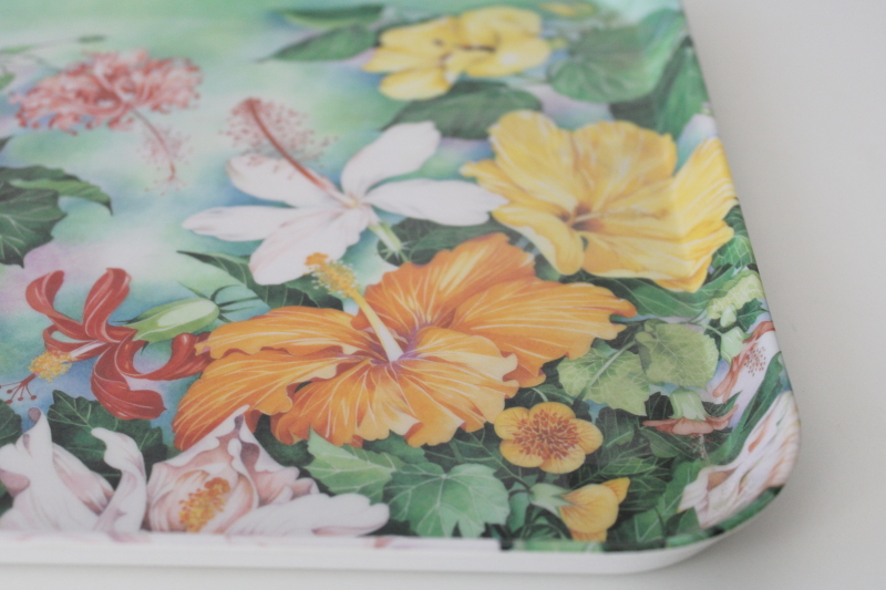 photo of vintage Hawaiian print tropical flowers Pacific Coasters plastic serving tray #4