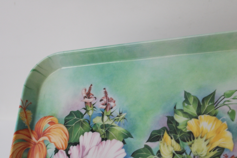 photo of vintage Hawaiian print tropical flowers Pacific Coasters plastic serving tray #6