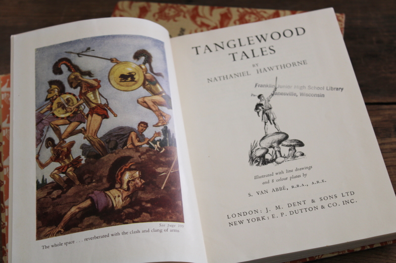 photo of vintage Hawthorne, Tanglewood Tales & Wonder Book myths & fairy tales w/ van Abbe artwork #5