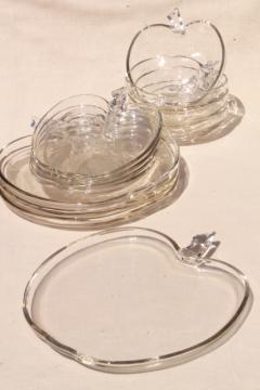 catalog photo of vintage Hazel Atlas Orchard crystal apple glass snack dishes, plates, bowls, no cups