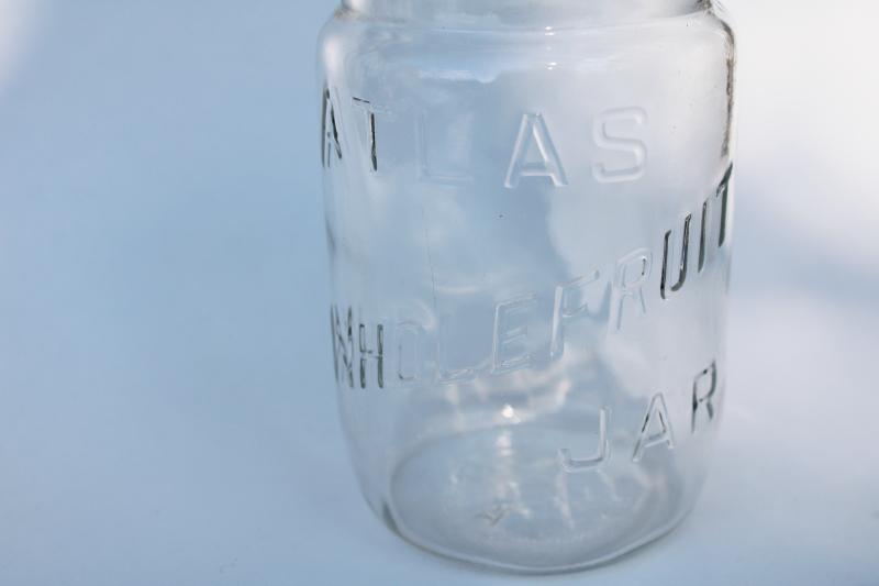 photo of vintage Hazel Atlas Wholefruit Jar wide mouth quart Mason jar w/ glass lid #2