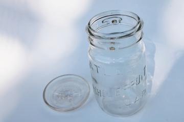 catalog photo of vintage Hazel Atlas Wholefruit Jar wide mouth quart Mason jar w/ glass lid