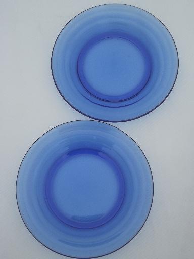 photo of vintage Hazel Atlas cobalt blue depression glass cream pitcher & plate #5