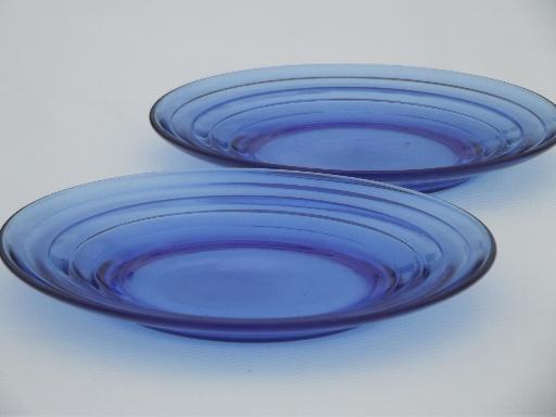 photo of vintage Hazel Atlas cobalt blue depression glass cream pitcher & plate #6
