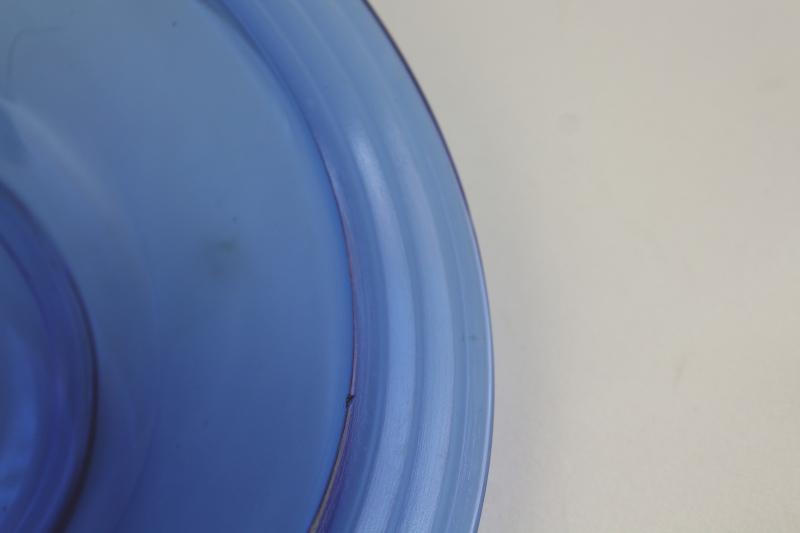 photo of vintage Hazel Atlas cobalt blue depression glass, large fruit bowl 1930s Moderntone #3