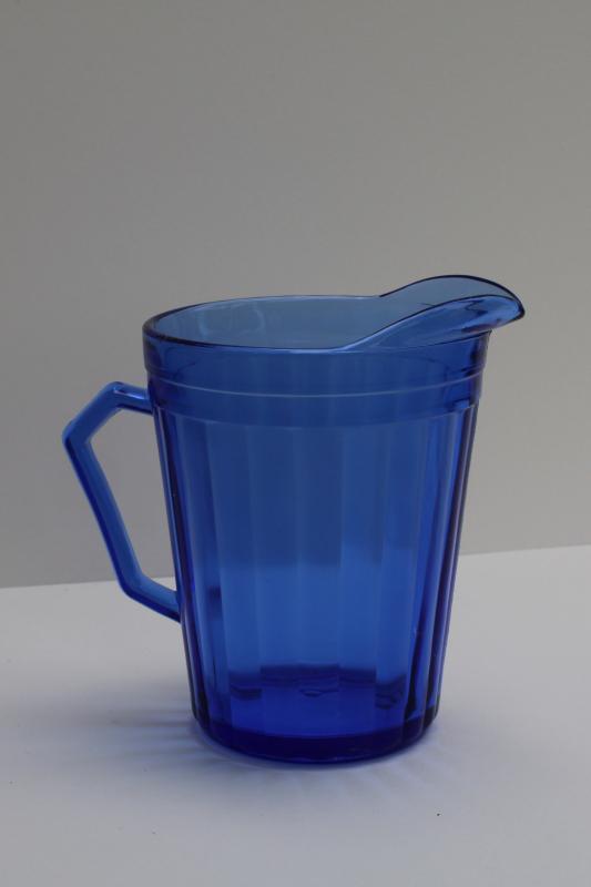 photo of vintage Hazel Atlas cobalt blue depression glass milk pitcher or creamer #1