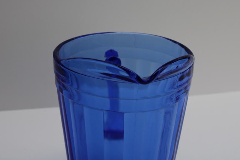 photo of vintage Hazel Atlas cobalt blue depression glass milk pitcher or creamer #2