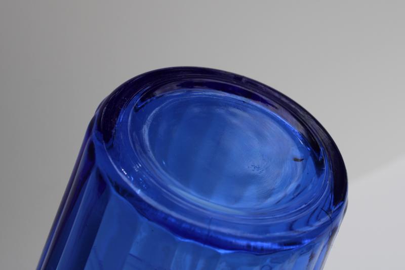 photo of vintage Hazel Atlas cobalt blue depression glass milk pitcher or creamer #4