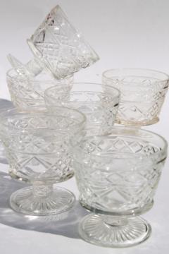 catalog photo of vintage Hazel Atlas glass Big Top peanut butter Gothic pattern sherbet glasses