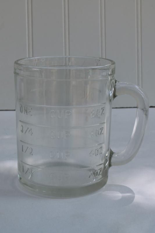 photo of vintage Hazel Atlas measuring cup or beater jar, depression glass kitchen ware #1