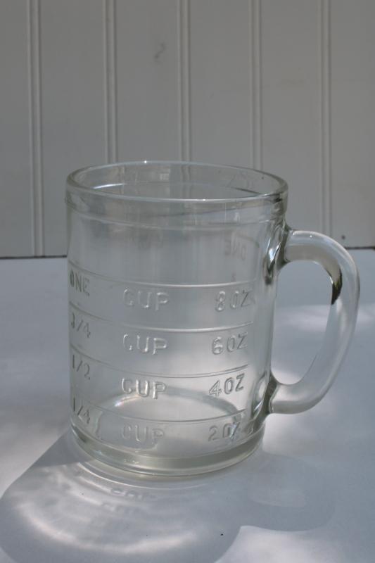 photo of vintage Hazel Atlas measuring cup or beater jar, depression glass kitchen ware #4