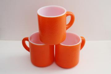 catalog photo of vintage Hazel Atlas milk glass coffee mugs, orange peel textured color
