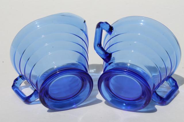 photo of vintage Hazel Atlas moderntone depression glass, cobalt blue cream & sugar set #6