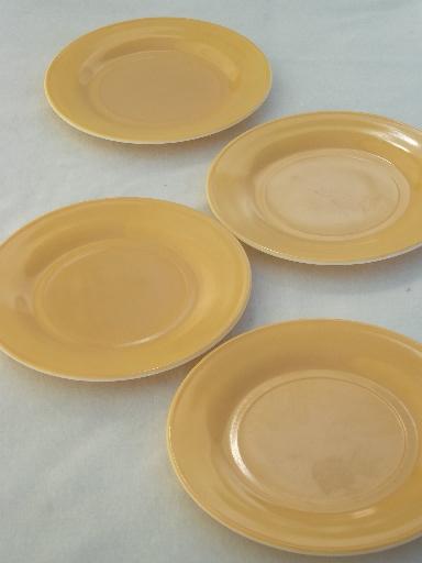 photo of vintage Hazel Atlas moderntone plates, honey gold platonite milk glass #1