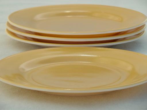 photo of vintage Hazel Atlas moderntone plates, honey gold platonite milk glass #2