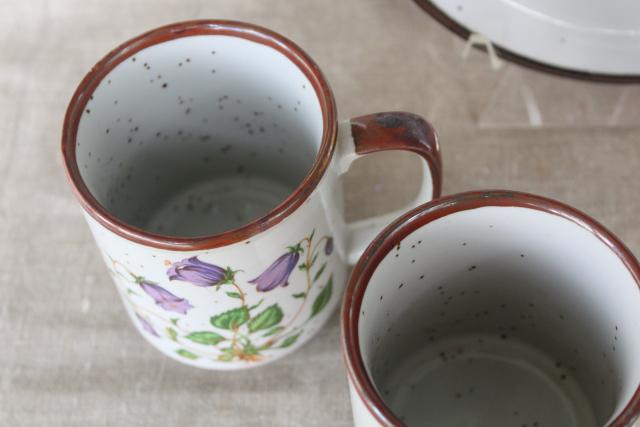 photo of vintage Hearthside Japan Buffet Ware stoneware dinnerware, salad plates & mugs w/ wildflowers #2