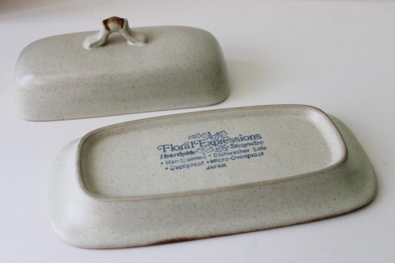 photo of vintage Hearthside stoneware covered butter dish Floral Expressions plain no flowers #3