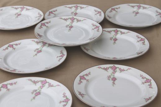 photo of vintage Heinrich Bavaria H & C Rosalinda pink roses china luncheon plates set of 8 #2