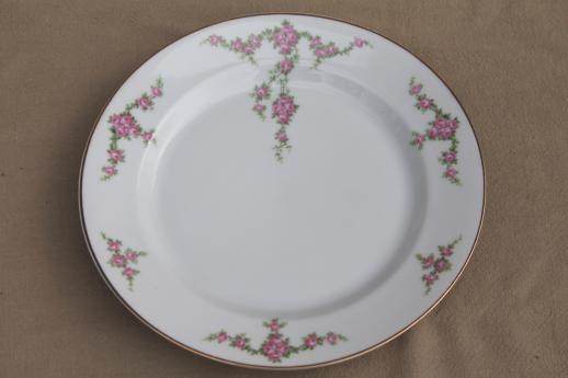 photo of vintage Heinrich Bavaria H & C Rosalinda pink roses china luncheon plates set of 8 #5