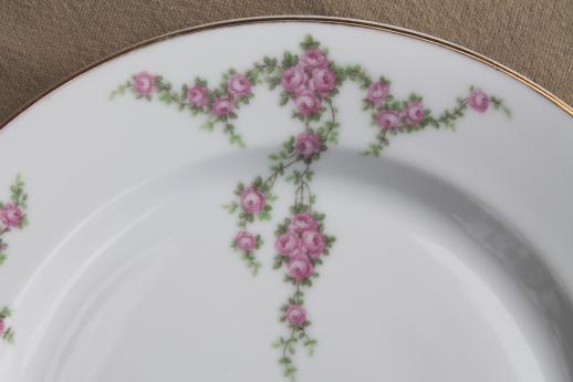 photo of vintage Heinrich Bavaria H & C Rosalinda pink roses china luncheon plates set of 8 #6