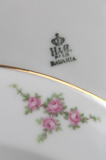 photo of vintage Heinrich Bavaria H & C Rosalinda pink roses china luncheon plates set of 8 #9