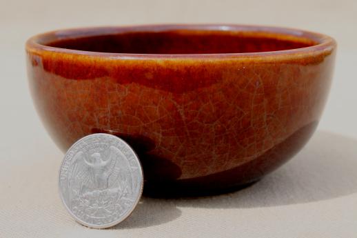 photo of vintage Heinz McCoy pottery brown glazed bowl, stoneware bean pot bowl #2