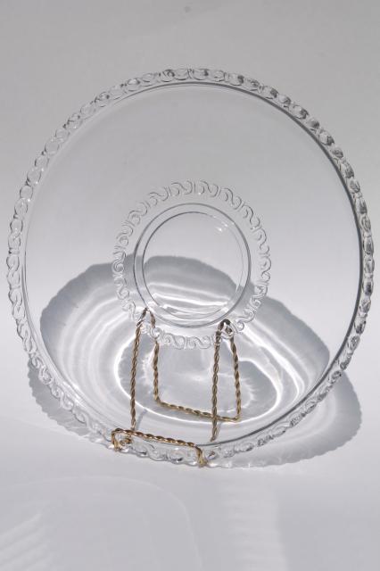 photo of vintage Heisey Athena crystal clear glass cake plate, reverse s gadroon scalloped border #3