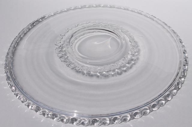 photo of vintage Heisey Athena crystal clear glass cake plate, reverse s gadroon scalloped border #7