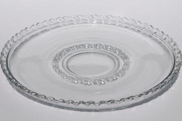 catalog photo of vintage Heisey Athena crystal clear glass cake plate, reverse s gadroon scalloped border