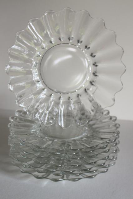 photo of vintage Heisey Crystolite crystal clear glass salad or luncheon plates, set of 8 #1