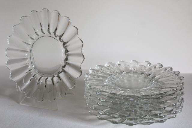 photo of vintage Heisey Crystolite crystal clear glass salad or luncheon plates, set of 8 #6