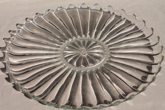 photo of vintage Heisey Crystolite elegant glass torte plate, large cake plate w/ coupe shape #1