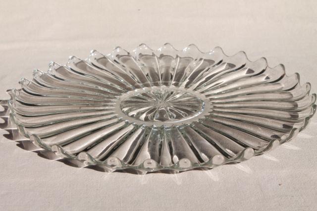 photo of vintage Heisey Crystolite elegant glass torte plate, large cake plate w/ coupe shape #2