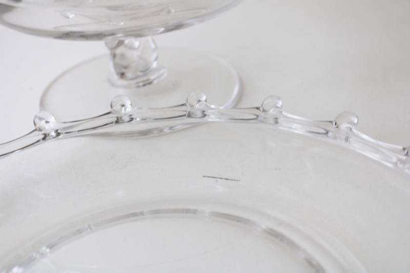 photo of vintage Heisey Lariat pattern glass, crystal clear footed dish w/ under plate #3