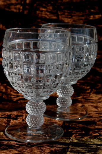 photo of vintage Heisey Victorian water / wine glasses, crystal clear glass goblets  #1