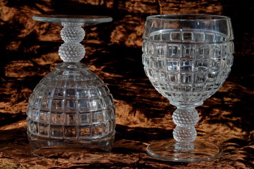 photo of vintage Heisey Victorian water / wine glasses, crystal clear glass goblets  #2