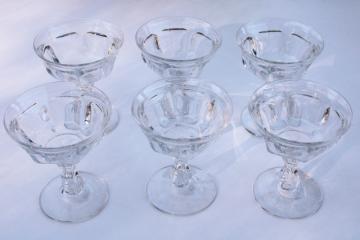 catalog photo of vintage Heisey colonial panel pattern champagne glasses, heavy crystal clear glass stemware