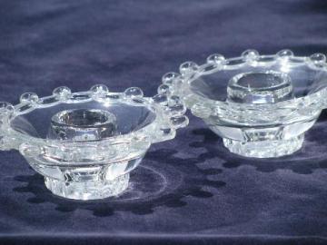 catalog photo of vintage Heisey glass Lariat loop border candle holders pair candlesticks