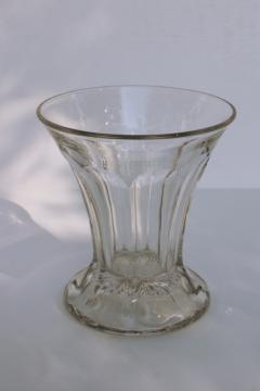 vintage Heisey glass colonial panel pattern vase, heavy crystal clear pressed glass 