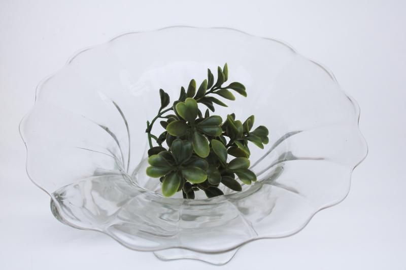 photo of vintage Heisey heavy crystal clear glass cornucopia flower bowl or vase, horn of plenty #2