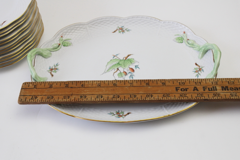 photo of vintage Herend china set of 12 plates w/ serving tray hand painted rose hips berries & leaves HER16 pattern  #2