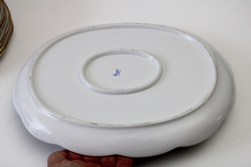 photo of vintage Herend china set of 12 plates w/ serving tray hand painted rose hips berries & leaves HER16 pattern  #3