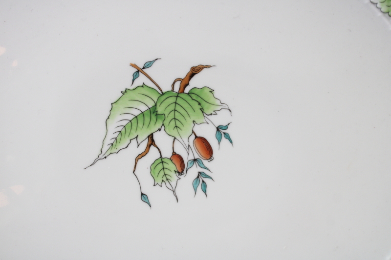 photo of vintage Herend china set of 12 plates w/ serving tray hand painted rose hips berries & leaves HER16 pattern  #12