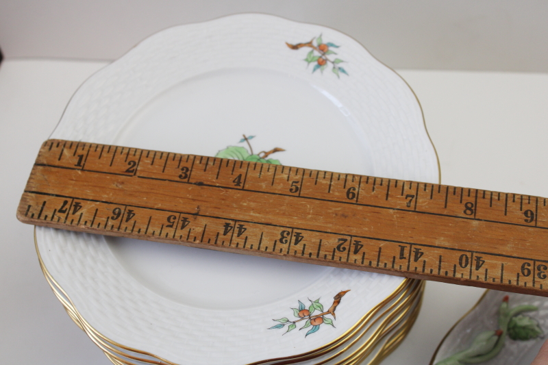 photo of vintage Herend china set of 12 plates w/ serving tray hand painted rose hips berries & leaves HER16 pattern  #14