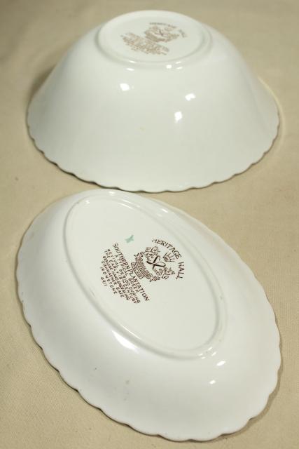 photo of vintage Heritage Hall Johnson Bros brownmulti-color transferware china, Southern Plantation #5