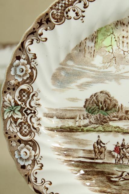 photo of vintage Heritage Hall Johnson Bros brownmulti-color transferware china, Southern Plantation #8